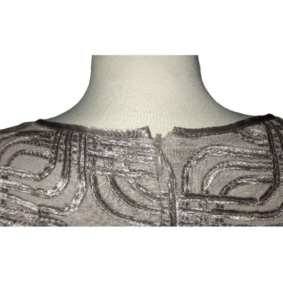 J Howard Shimmery Shimmery Beige Sz 8 (Medium) Sheath Dress Fitted and Jeweled - Picture 5 of 7
